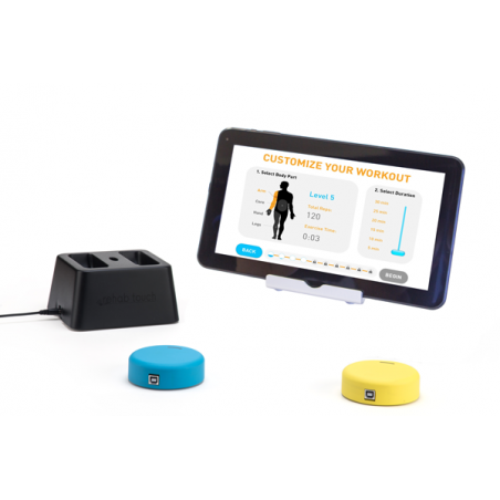 FitMi - Réhabilitation après un accident vasculaire cérébral. Ensemble : disques de thérapie FitMi, chargeur et tablette. FitMi - Réhabilitation après un accident vasculaire cérébral. Ensemble : disques de thérapie FitMi, chargeur et tablette.