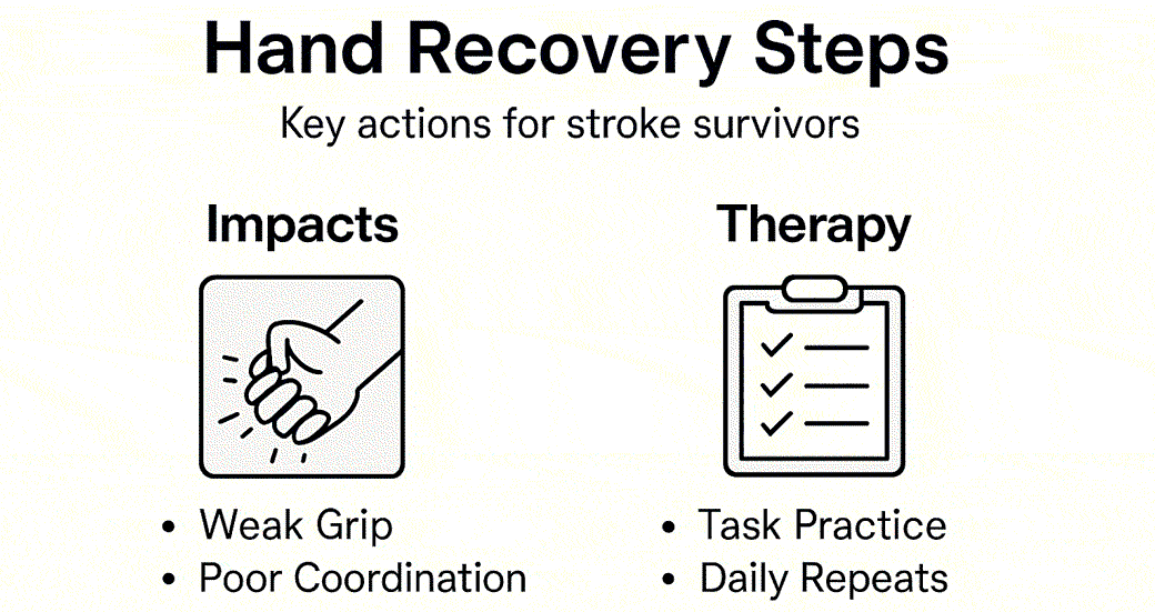 Infografika: etapy i terapie w rehabilitacji ręki