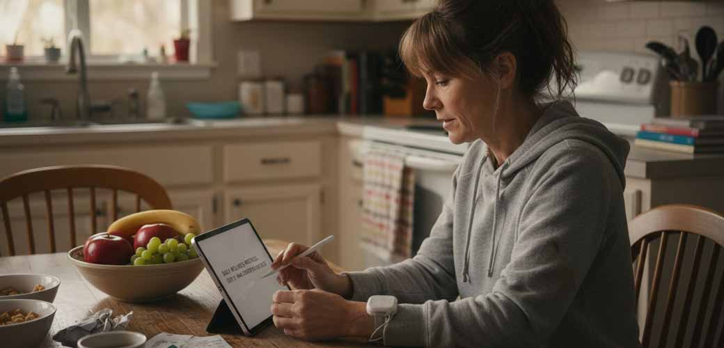 Pacjent po udarze korzystający z urządzenia domowego