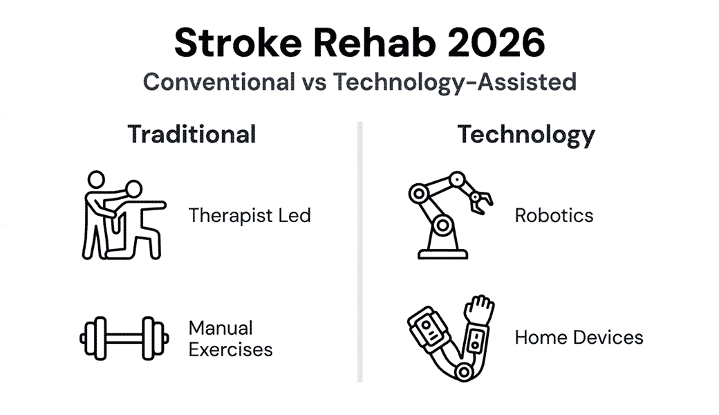 Infographic comparing stroke rehab methods