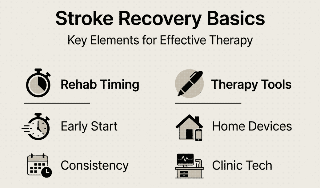 Infographie des éléments essentiels de la thérapie post-AVC