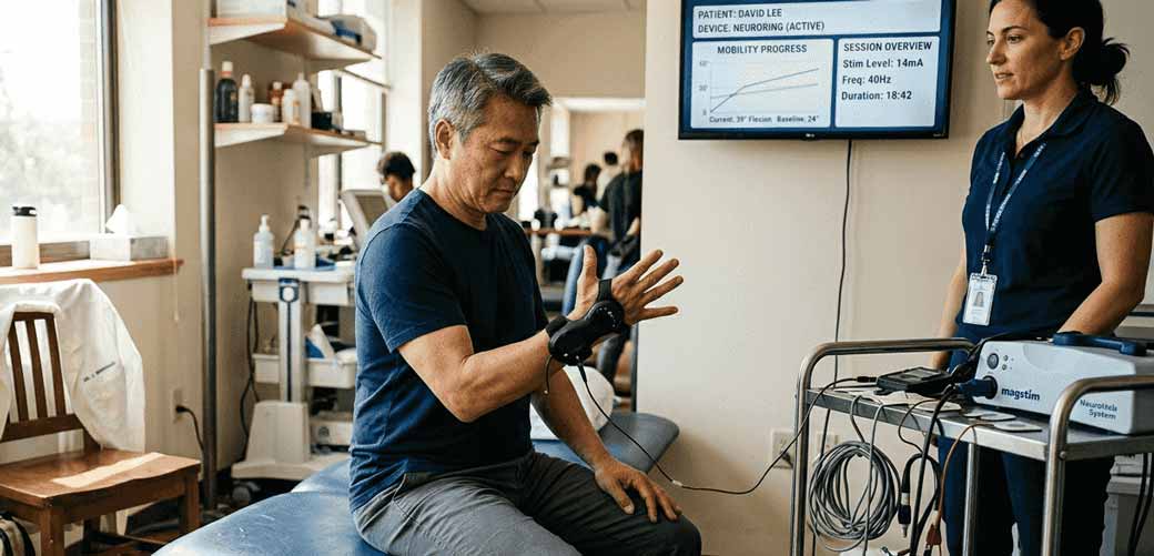 Patient nutzt Magnetic NeuroRing im Rehabilitationslabor